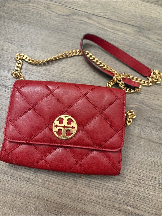 Tory Burch Handbags - Tory Burch Quilted Leather Chain Crossbody - Red with Gold Hardware*** sold eBay